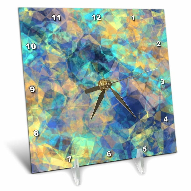 6 by 6-Inch dc_219481_1 3dRose Little Crab in Blue Over Pale Lemon Gingham Desk Clock 6 by 6-Inch dc_219481_1 3dRose Little Crab in Blue Over Pale Lemon Gingham Desk Clock